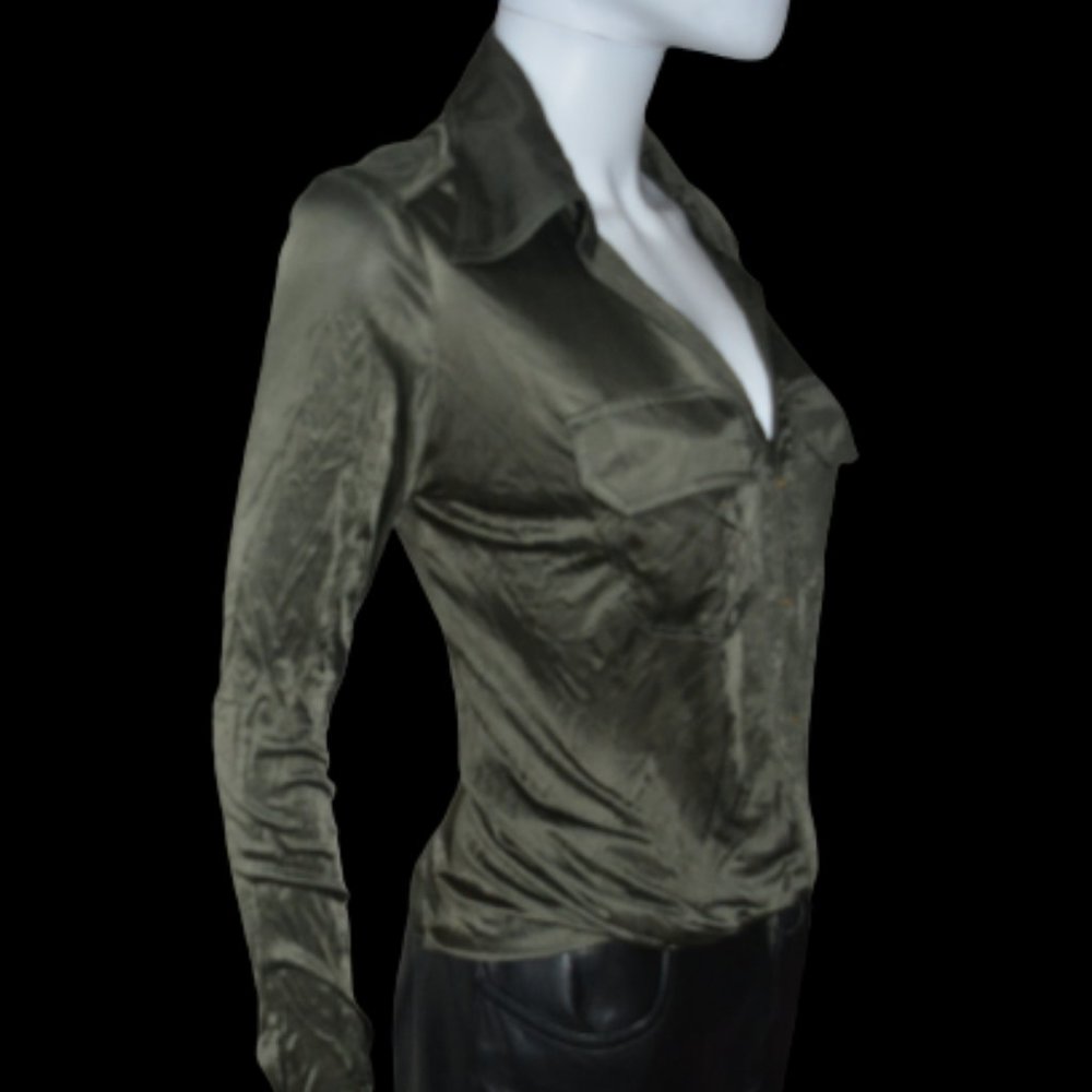 F/W 2003 Vintage Tom Ford for GUCCI Olive Green Studded Army Party Shirt